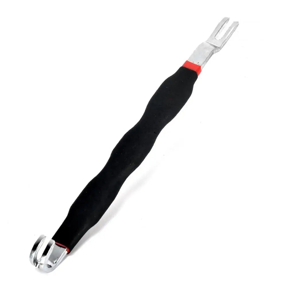 Black and silver tool with a red accent on a white background